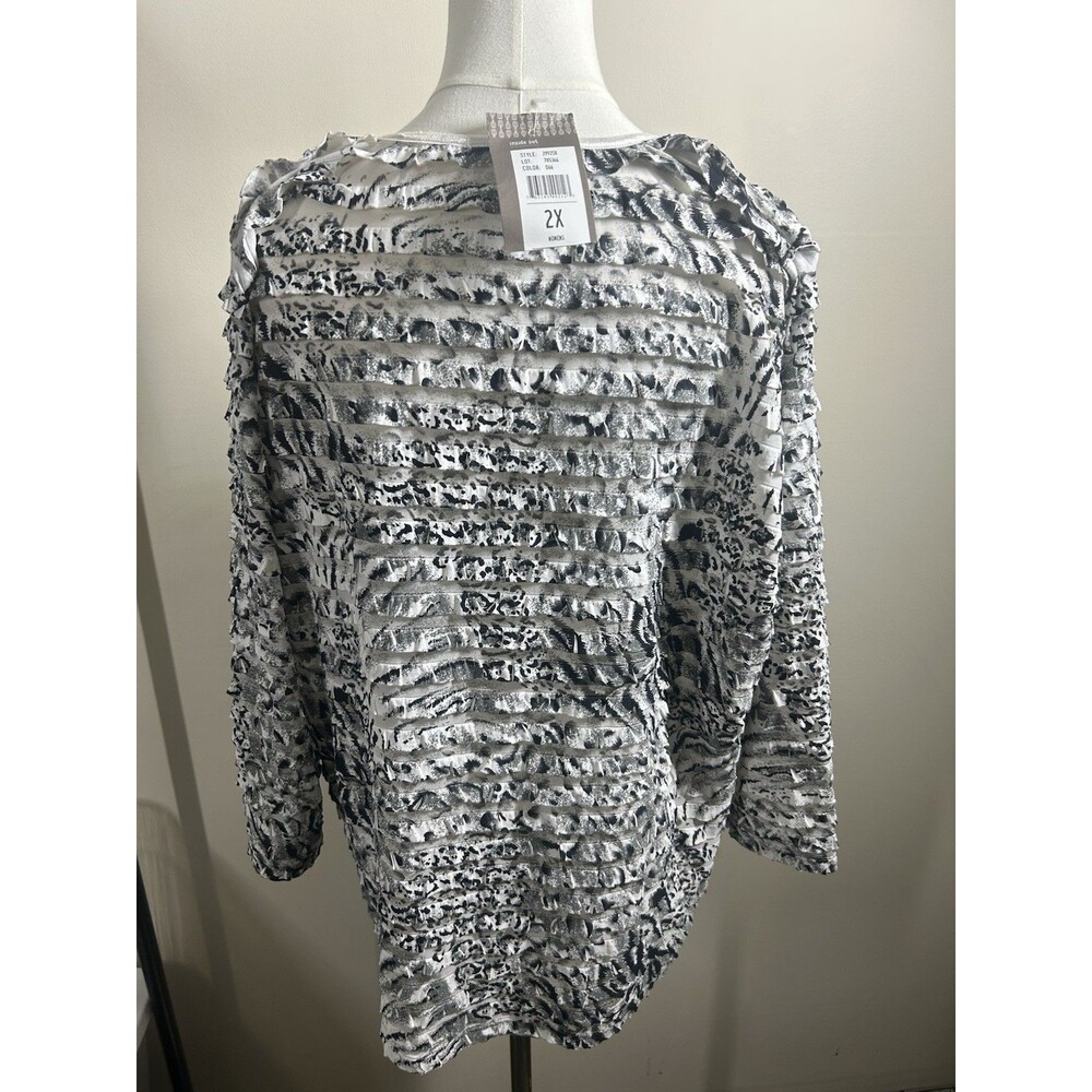 Erin London Womens Top Plus 2X Black+White Polyester and Spandex Blend NEW 061 - Picture 2 of 4